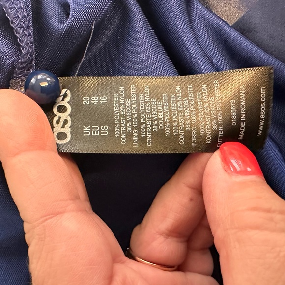 ASOS CURVE Navy blue dress size US 16 lace - Picture 2 of 6